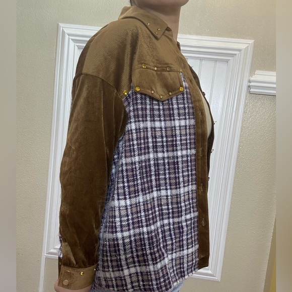 Anthropologie Brown and Plaid Button-Up Shirt - Picture 4 of 8